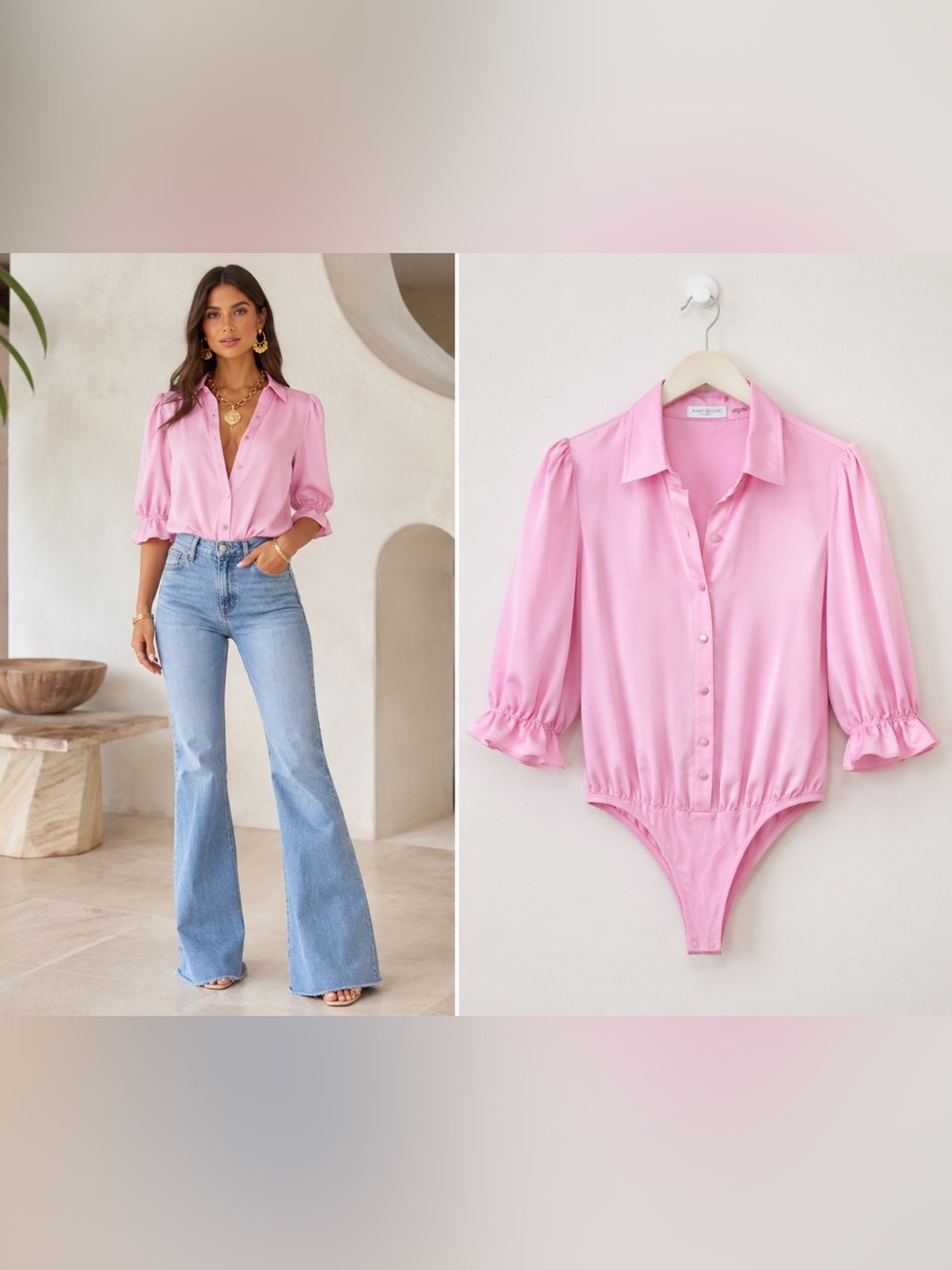 Ramy Brook Dina Satin Bodysuit Barbie Pink NWT Size S